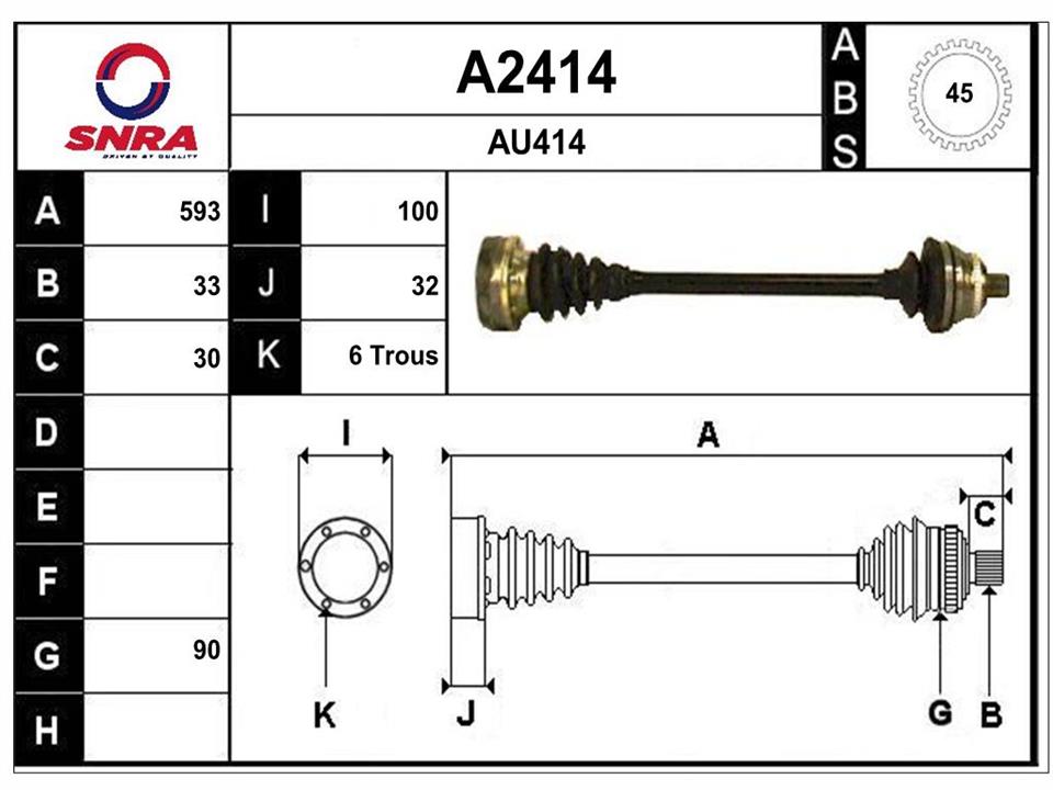 SNRA A2414 Вал привідний A2414: Купити в Україні - Добра ціна на EXIST.UA!