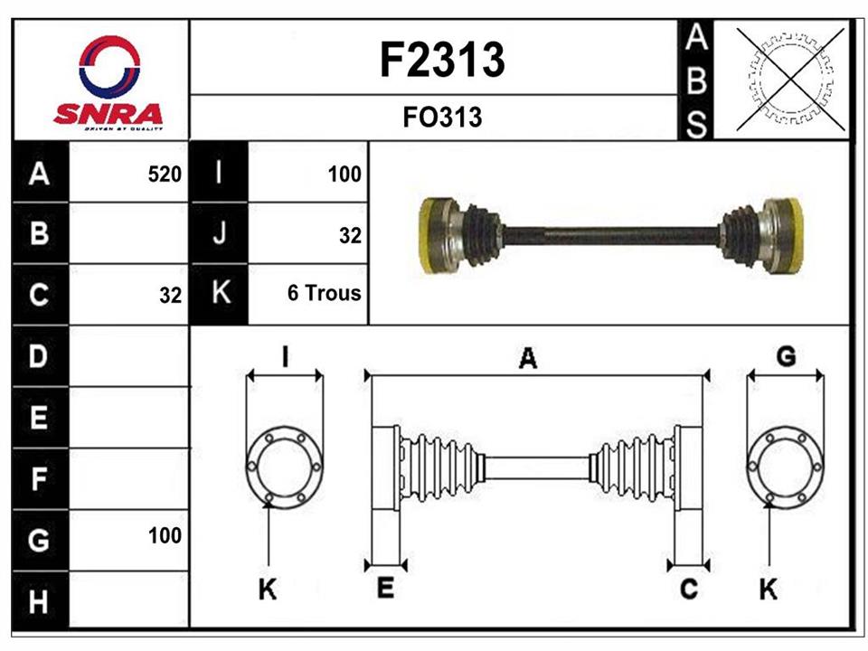 SNRA F2313 Вал привідний F2313: Купити в Україні - Добра ціна на EXIST.UA!