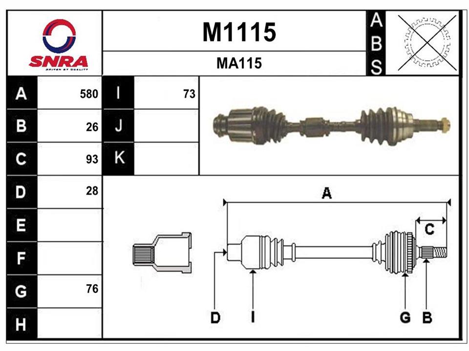 SNRA M1115 Вал привідний M1115: Купити в Україні - Добра ціна на EXIST.UA!