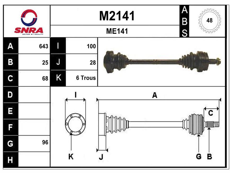 SNRA M2141 Вал привідний M2141: Приваблива ціна - Купити в Україні на EXIST.UA!