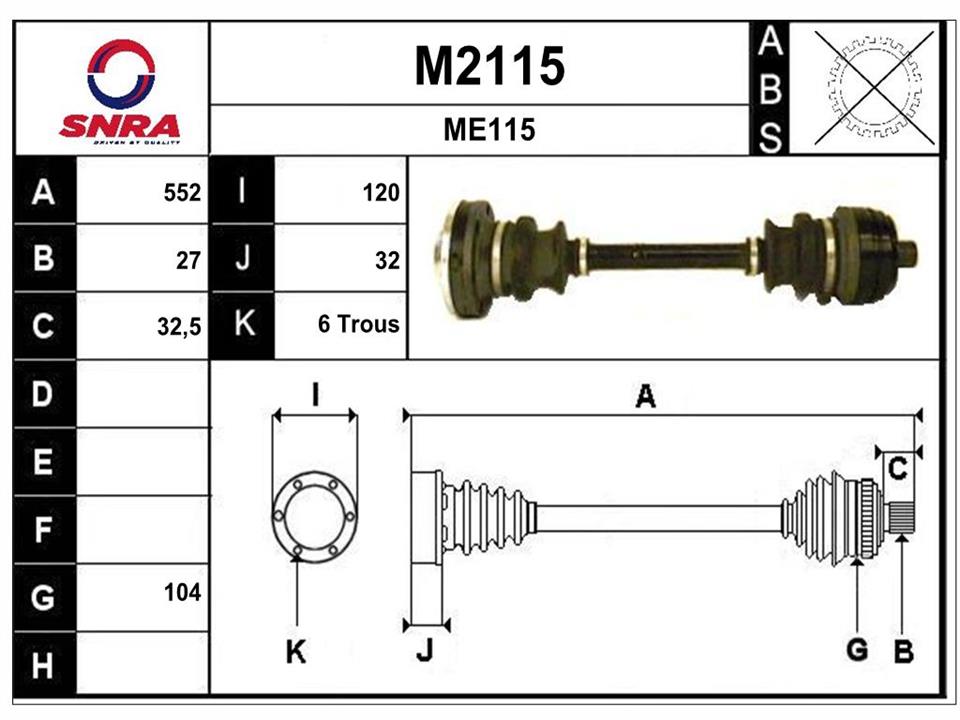 SNRA M2115 Вал привідний M2115: Приваблива ціна - Купити в Україні на EXIST.UA!
