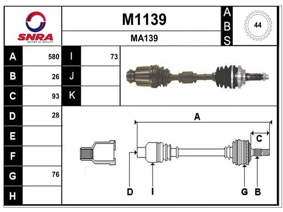 SNRA M1139 Вал привідний M1139: Приваблива ціна - Купити в Україні на EXIST.UA!