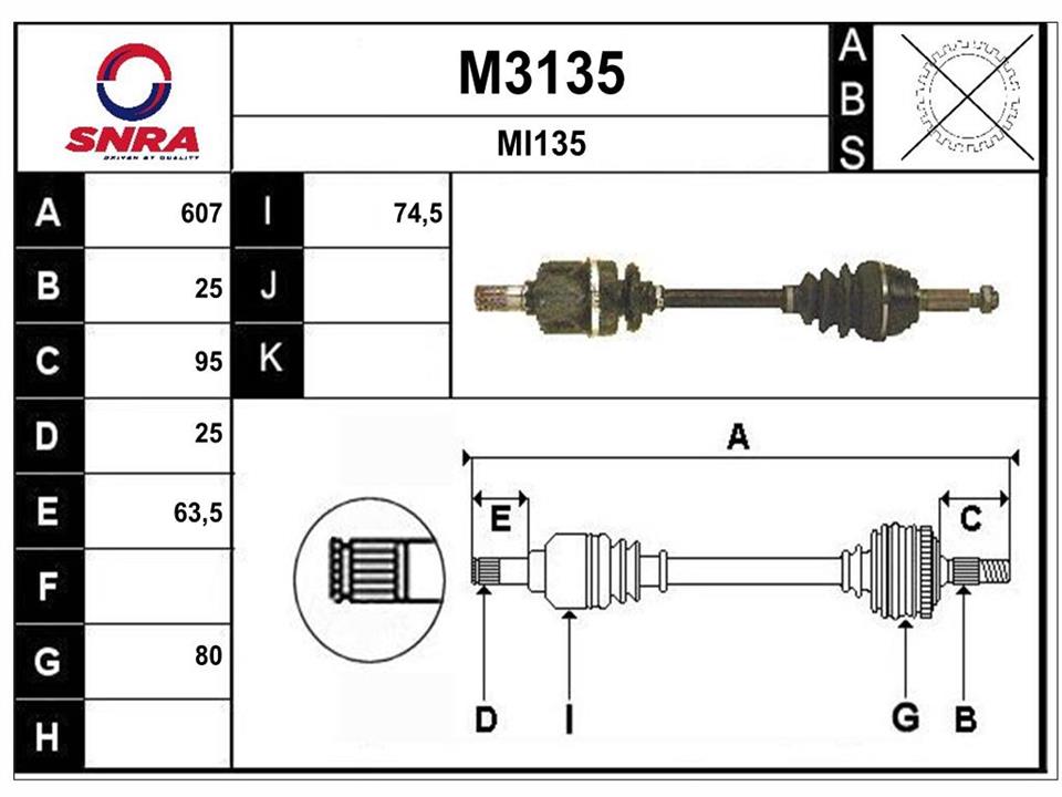 SNRA M3135 Вал привідний M3135: Купити в Україні - Добра ціна на EXIST.UA!