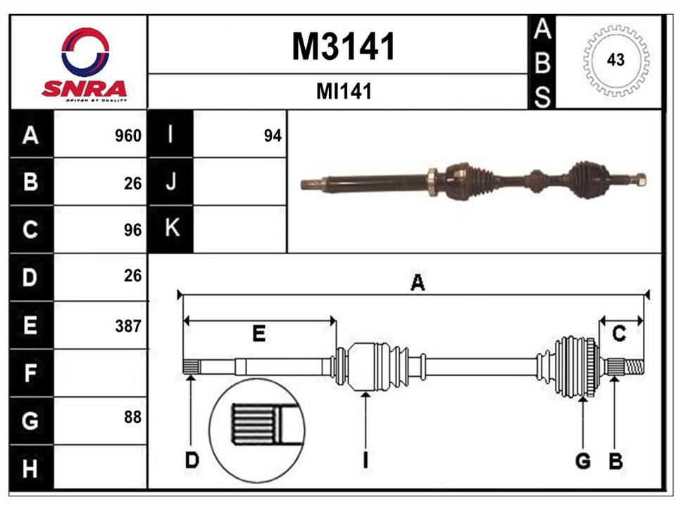 SNRA M3141 Вал привідний M3141: Купити в Україні - Добра ціна на EXIST.UA!