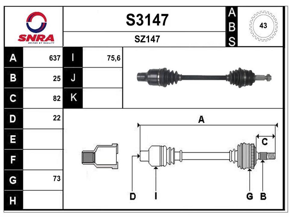 SNRA S3147 Вал привідний S3147: Купити в Україні - Добра ціна на EXIST.UA!