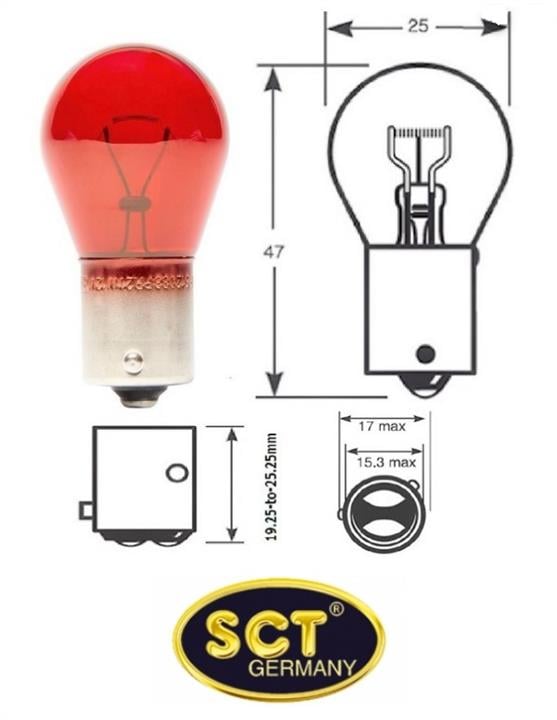 SCT 202081 Лампа розжарювання червона PR21W 12V 21W 202081: Приваблива ціна - Купити в Україні на EXIST.UA!