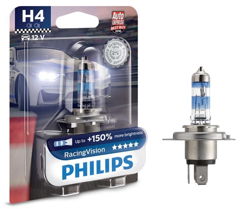 Philips 12342RVB1 Лампа галогенна Philips Racingvision +150% 12В H4 60/55Вт +150% 12342RVB1: Приваблива ціна - Купити в Україні на EXIST.UA!