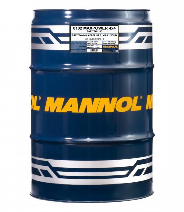 Mannol MN8102-DR Олива трансміссійна MANNOL 8102 Maxpower 4x4 75W-140 API GL-5 LS, 208 л MN8102DR: Купити в Україні - Добра ціна на EXIST.UA!