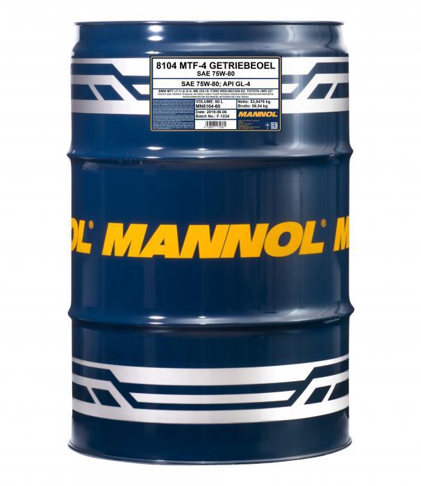 Mannol MN8104-60 Олива трансміссійна Mannol 8104 MTF-4 75W-80, 60л MN810460: Приваблива ціна - Купити в Україні на EXIST.UA!