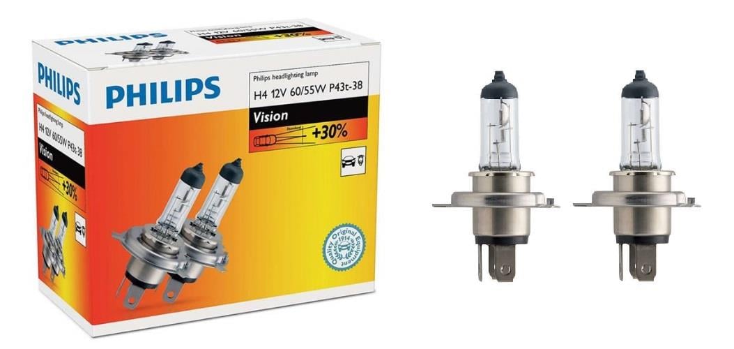 Лампа галогенна Philips Vision +30% 12В H4 60&#x2F;55Вт +30% Philips 12342PRC2