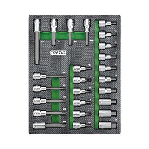 GEB2501 Toptul Набор бит впресованных в головку 1/2" 25ед. (в ложементе)