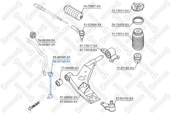 Stellox 56-00196-SX Стійка стабілізатора переднього права 5600196SX: Купити в Україні - Добра ціна на EXIST.UA!