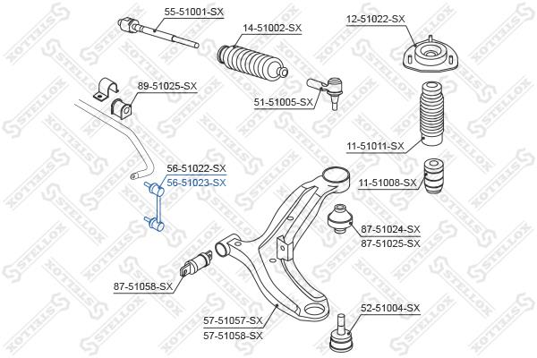 Stellox 56-51023-SX Стійка стабілізатора переднього права 5651023SX: Приваблива ціна - Купити в Україні на EXIST.UA!