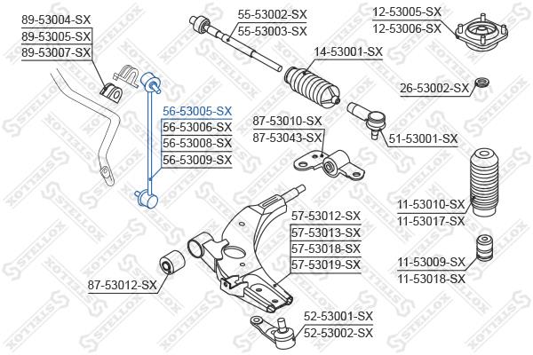 Stellox 56-53005-SX Стійка стабілізатора переднього права 5653005SX: Купити в Україні - Добра ціна на EXIST.UA!