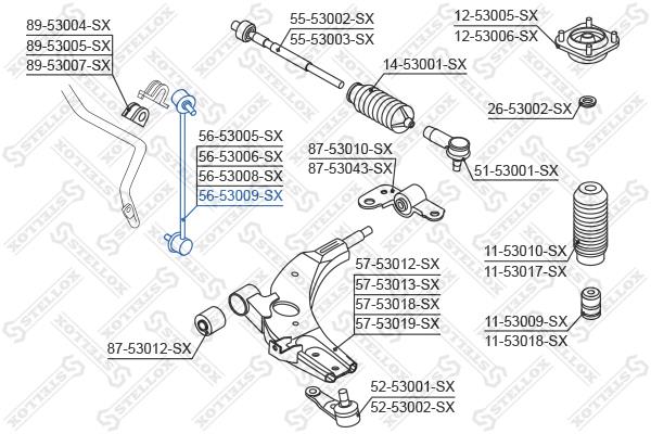 Stellox 56-53009-SX Стійка стабілізатора переднього ліва 5653009SX: Купити в Україні - Добра ціна на EXIST.UA!