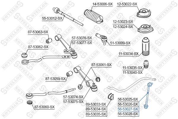 5653027SX Stellox Стойка стабилизатора переднего левая