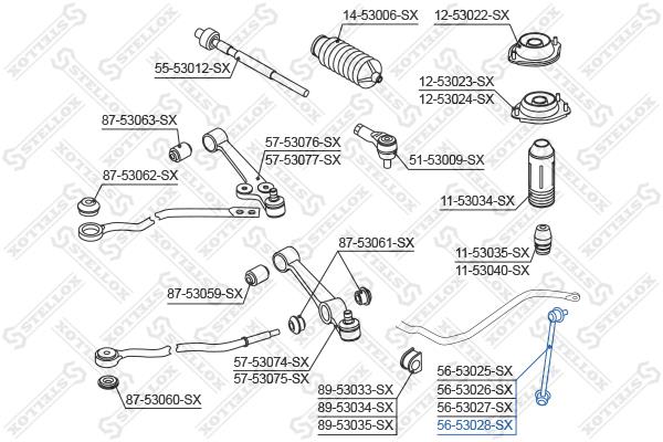 Stellox 56-53028-SX Стійка стабілізатора переднього права 5653028SX: Купити в Україні - Добра ціна на EXIST.UA!