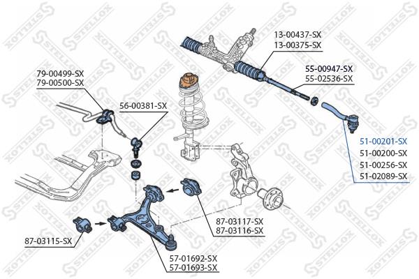 Stellox 51-00201-SX Наконечник рульової тяги лівий 5100201SX: Купити в Україні - Добра ціна на EXIST.UA!