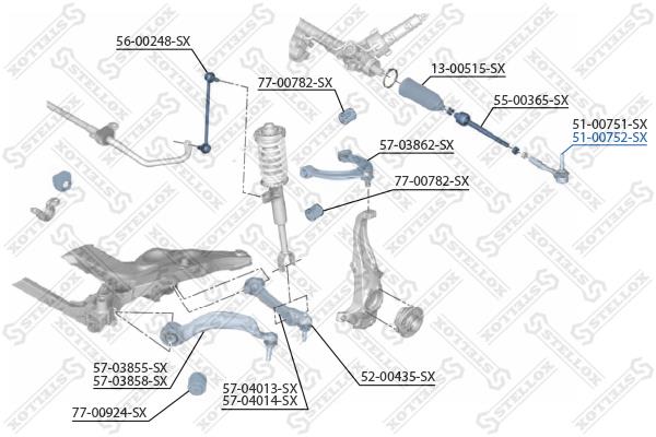 Stellox 51-00752-SX Наконечник рульової тяги правий 5100752SX: Купити в Україні - Добра ціна на EXIST.UA!
