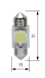 Лампа світлодіодна Bosma SV8,5 LED 12В 6000К (1xSMD 7080), 10X31 (2 шт.) Bosma 3642