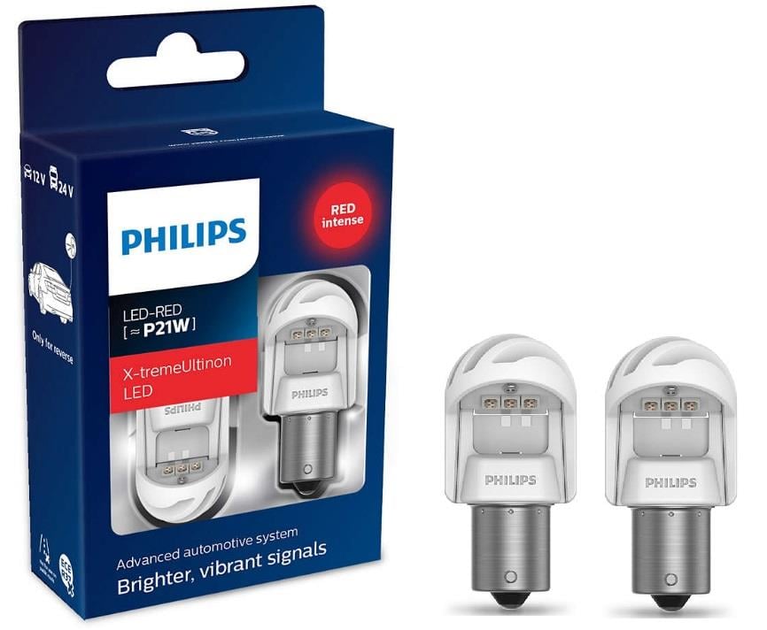 Philips 11498XURX2 Лампа світлодіодна Philips X-tremeUltinon LED gen2 P21W 12/24V BA15s RED (2 шт.) 11498XURX2: Купити в Україні - Добра ціна на EXIST.UA!