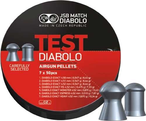 JSB Кулі пневматичні JSB Diabolo Exact Test, 350 шт &#x2F; уп, 0,51; 0,547; 0,67 г, 4,5 мм – ціна 619 UAH