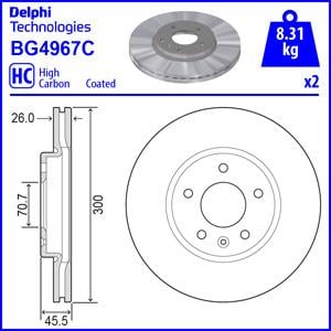 Delphi BG4967C Тормозной диск BG4967C: Отличная цена - Купить в Украине на EXIST.UA! BG4967C Delphi Тормозной диск