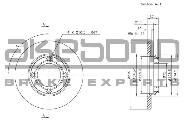 Akebono BN-1092 Диск гальмівний передній невентильований BN1092: Купити в Україні - Добра ціна на EXIST.UA!