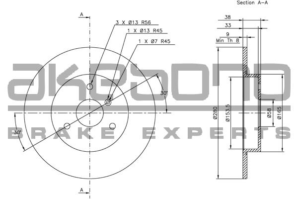 Akebono BN-0250 Диск гальмівний передній невентильований BN0250: Купити в Україні - Добра ціна на EXIST.UA!