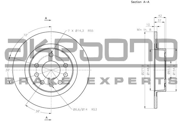 Akebono BN-0213 Диск гальмівний задній невентильований BN0213: Купити в Україні - Добра ціна на EXIST.UA!