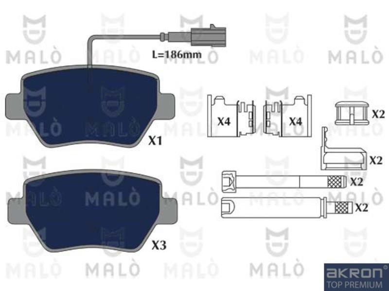 Malo 1051259 Гальмівні колодки, комплект 1051259: Купити в Україні - Добра ціна на EXIST.UA!