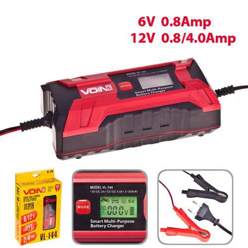 Voin VL-144 Зарядний пристрій 6-12V/0.8-4.0A/3-120AHR/LCD/Імпульсний VL144: Приваблива ціна - Купити в Україні на EXIST.UA!