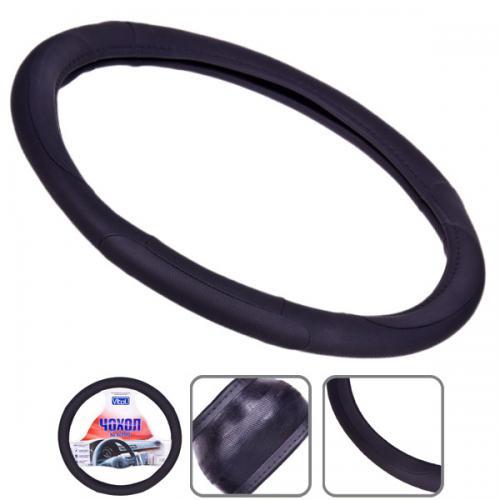 Чехол на руль черный кожзам S (35-37см) Vitol U 080242BK S