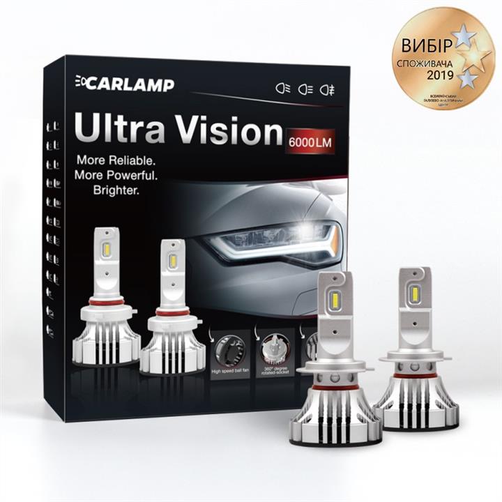 Carlamp UV7 Лампи світлодіодні комплект Carlamp Ultra Vision H7 12V 36W 6500K (2 шт.) UV7: Купити в Україні - Добра ціна на EXIST.UA!