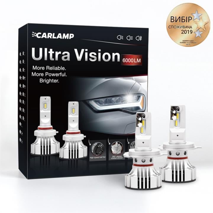 Carlamp UV4 Лампи світлодіодні комплект Carlamp Ultra Vision H4 12V 36W 6500K (2 шт.) UV4: Купити в Україні - Добра ціна на EXIST.UA!