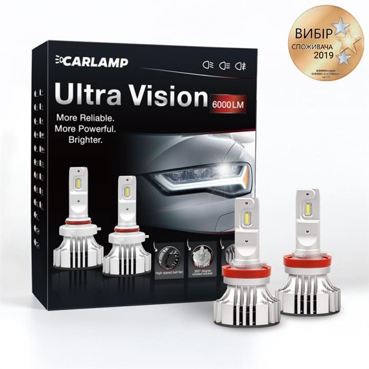 Carlamp UV11 Лампи світлодіодні комплект Carlamp Ultra Vision H11 12V 36W 6500K (2 шт.) UV11: Купити в Україні - Добра ціна на EXIST.UA!