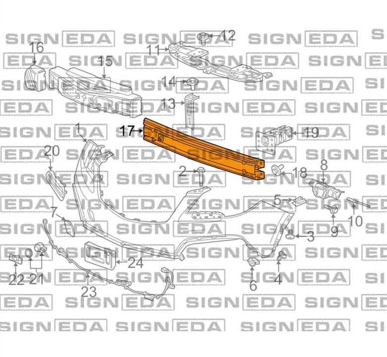 PBK44000A Signeda Усилитель бампера переднего