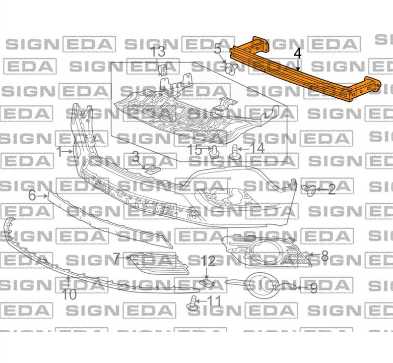 PBK44001A Signeda Усилитель бампера переднего