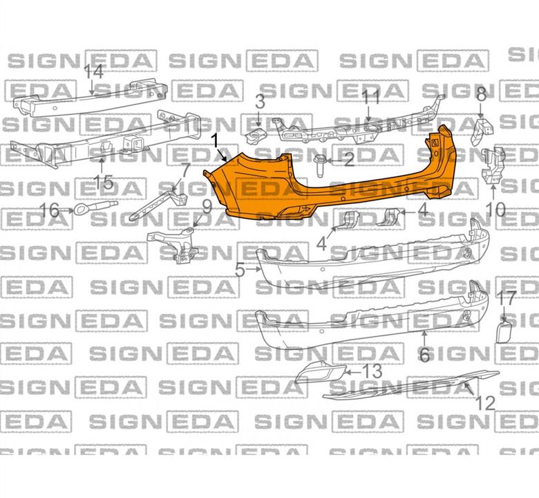 Задний бампер Джип: PCR041068BA Signeda Бампер задний
