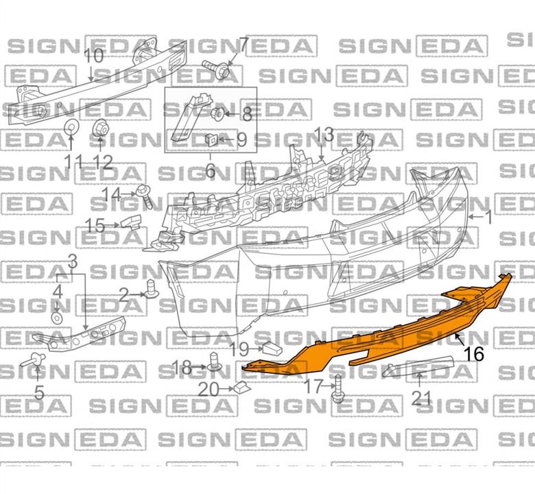 PCV05105VC Signeda Спойлер бампера заднього