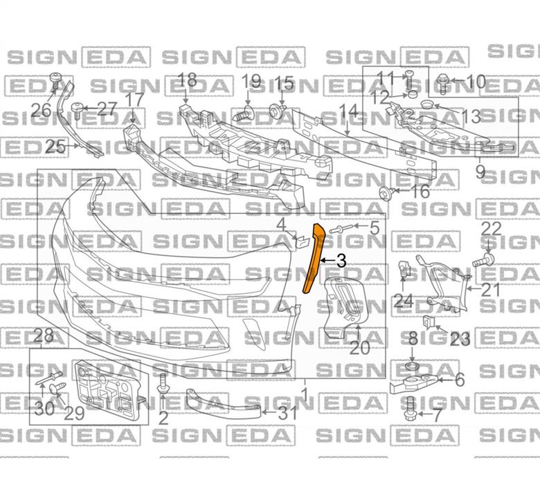 PCV43304BR Signeda Кронштейн бамперу