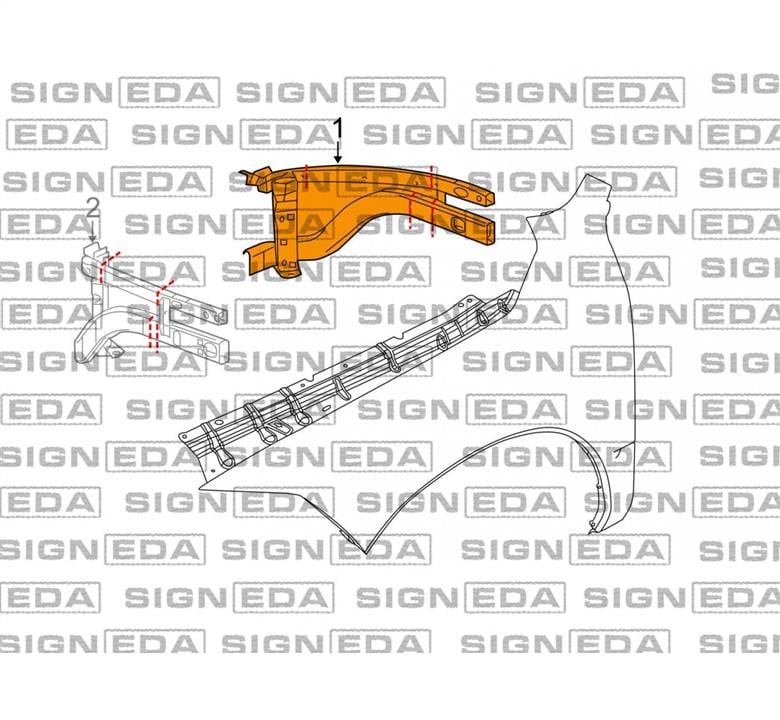 Крепления крыла Додж: PDG30043CR Signeda Кронштейн крыла