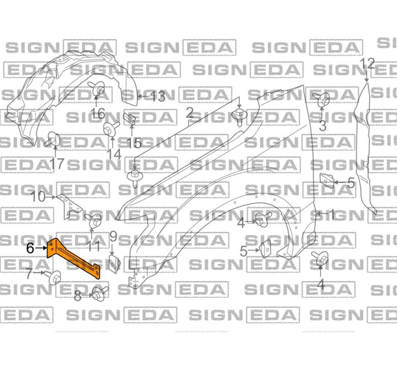 Signeda PFD43246AL Кронштейн крила PFD43246AL: Купити в Україні - Добра ціна на EXIST.UA!