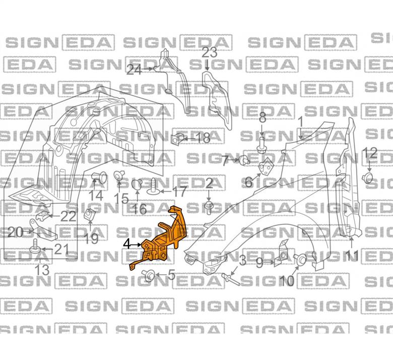 PHD12164AR Signeda Кронштейн крила