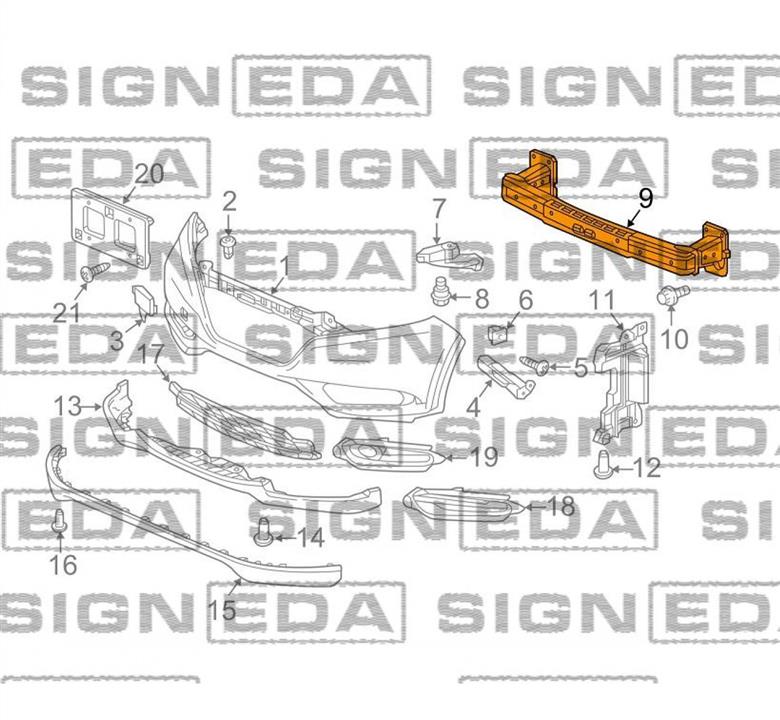 PHD44240A Signeda Усилитель бампера переднего