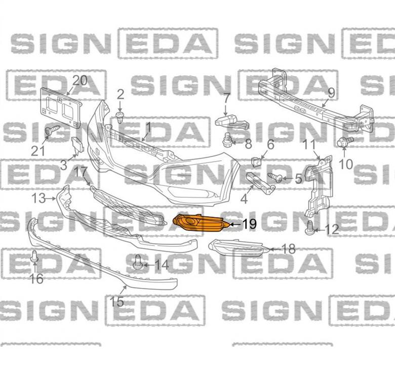 PHD99092CAL Signeda Решітка бампера переднього (заглушка) ліва