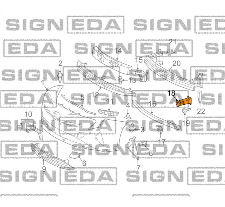 PTY43560BR Signeda Кронштейн усилителя переднего бампера