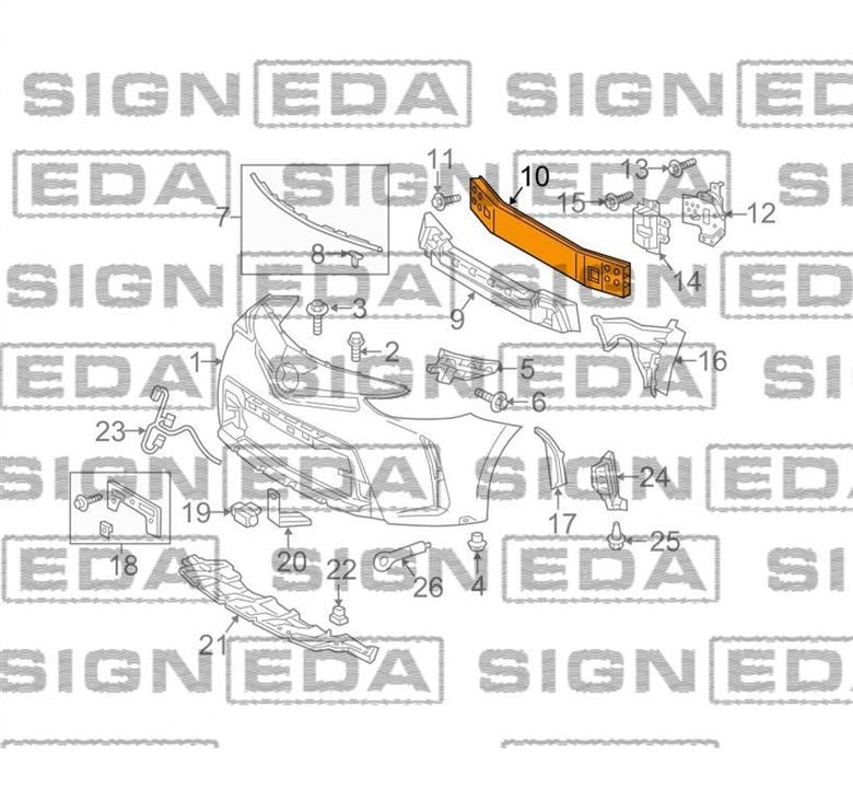 PTY44394A Signeda Усилитель бампера переднего
