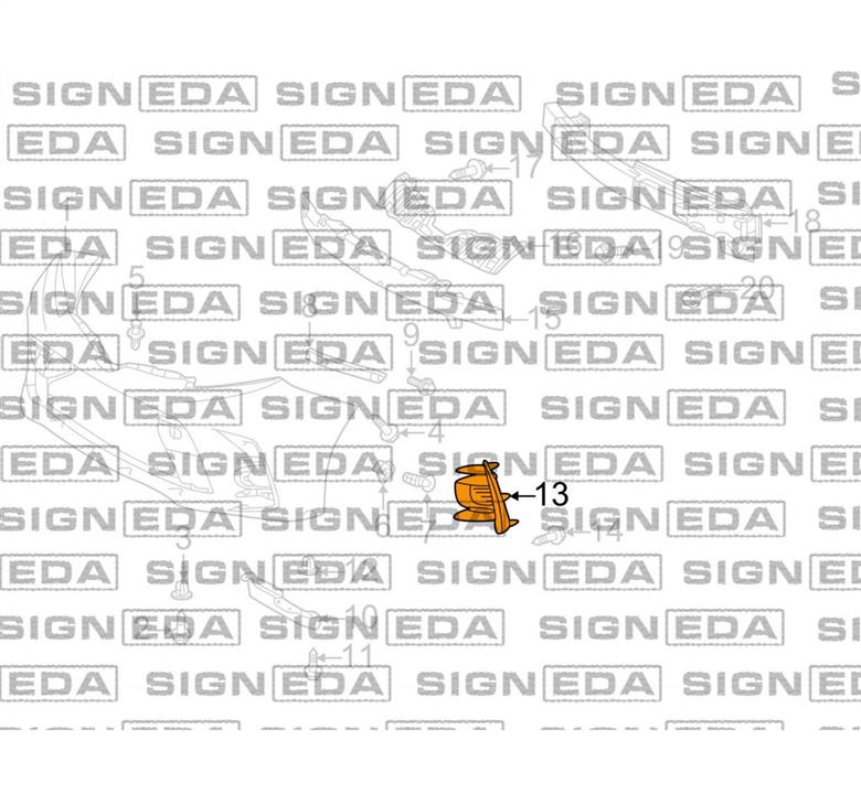 PTY99448CAL Signeda Решетка бампера переднего (заглушка) левая