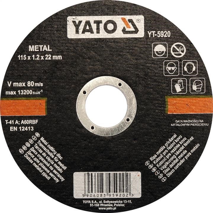Yato YT-5920 Диск відрізний по металу діаметр 115х1, 2х22мм YT5920: Купити в Україні - Добра ціна на EXIST.UA!